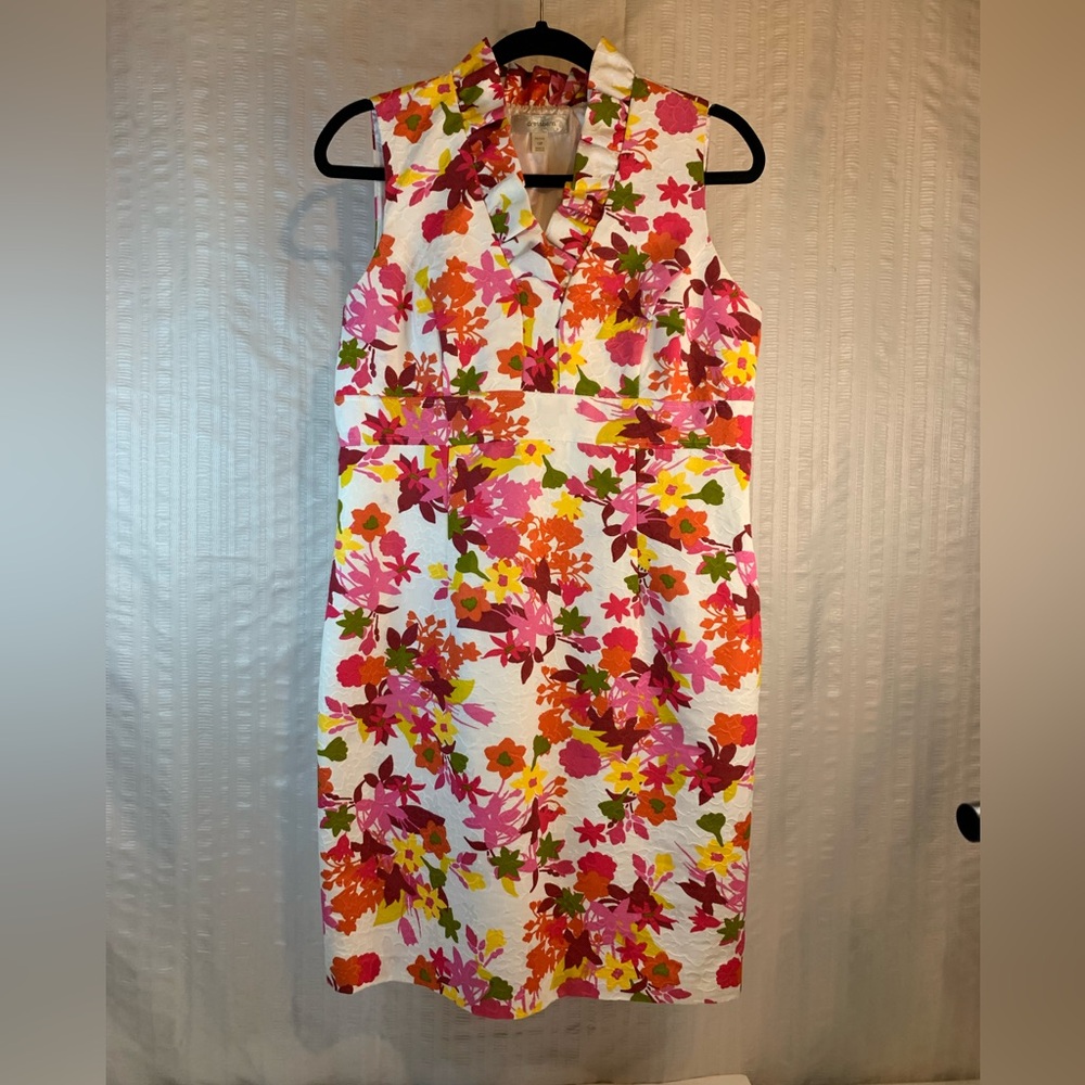 Dress Barn!  Perfect for summer wedding, shower or brunches. Floral pink/orange!